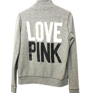 Victoria's Secret PINK Sweatshirt Size S Quarter Zip Gray Long Sleeve Pocket VGC